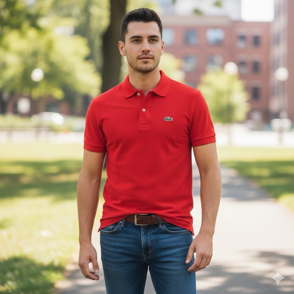 Lacoste Mens Red Polo Shirt Size 7 XXL Short Sleeve Classic Fit Cotton Peru